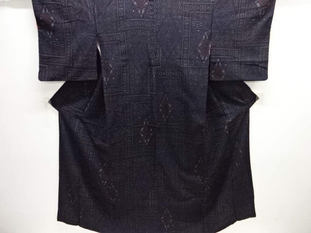 JAPANESE KIMONO / ANTIQUE KIMONO / SILK / MAWATA OJIYA TSUMUGI / WOVEN RHOMBUS